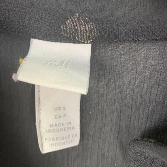 H&M Tunic Top Womens Peasant Sheer Size S Boho Black Oversized - Picture 8 of 8